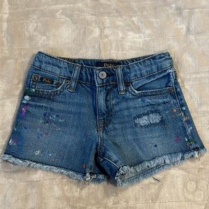 Girls Polo Paint Splatter Denim Short